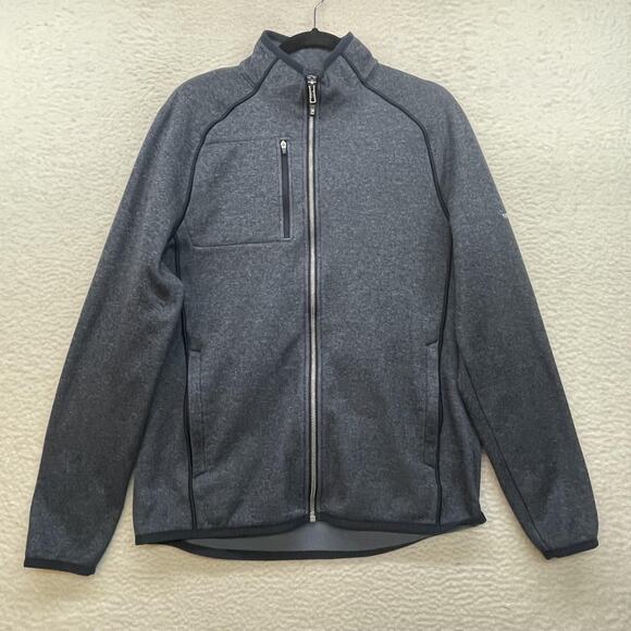 Cutter and Buck Jacket Mens Large Blue Full Zip Fleece Lined Golf Zip Pocket - Picture 1 of 12